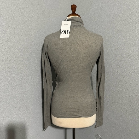 Zara Women Gray Long Sleeves Turtleneck Wool Blend Cozy Pull Over Top Sz M - Picture 10 of 14